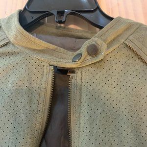 Light Green Green Faux Suede Bomber Jacket